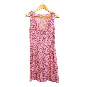 Ann Taylor Loft Vintage Pink Floral Ruffle V Neck Sleeveless Dress 4P